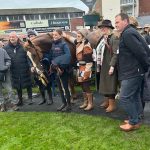Red Cadillac and the racehorse syndicate owners at Carlisle after winning